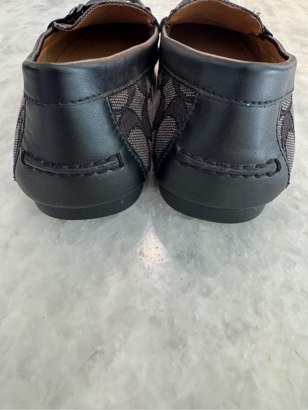 Coach Brown Signature C Gunmetal Chain-Trim Loafers - Picture 4 of 12